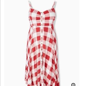 Torrid Size 3 red gingham mid length dress